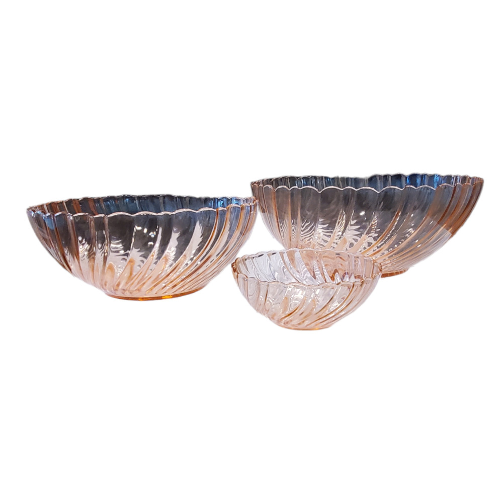 Vintage Rosaline Arcoroc Whirlwind Pink Bowls (Set of 3)
